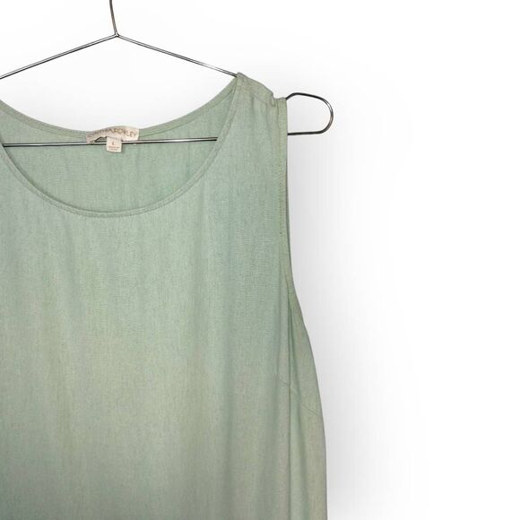 Cynthia Rowley Midi Sz L Tropical Sea Green High Low Linen Sleeveless Classicore - Picture 6 of 9